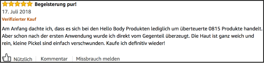 Hello Body Erfahrungsbericht Amazon