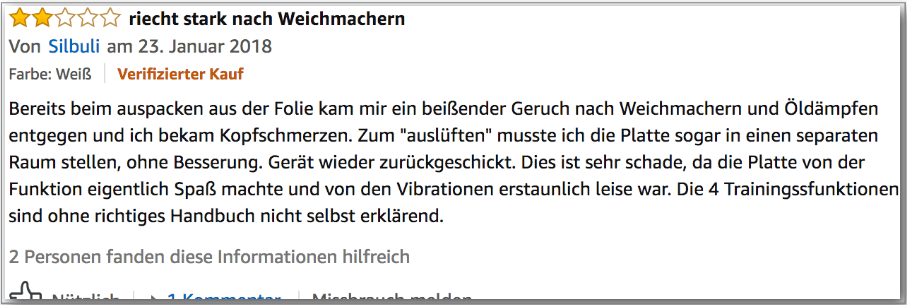 Einer von wenigen negativen Erfahrungen mit der Vibrationsplatte