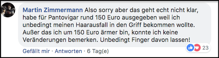 Pantovigar Erfahrungsbericht Facebook