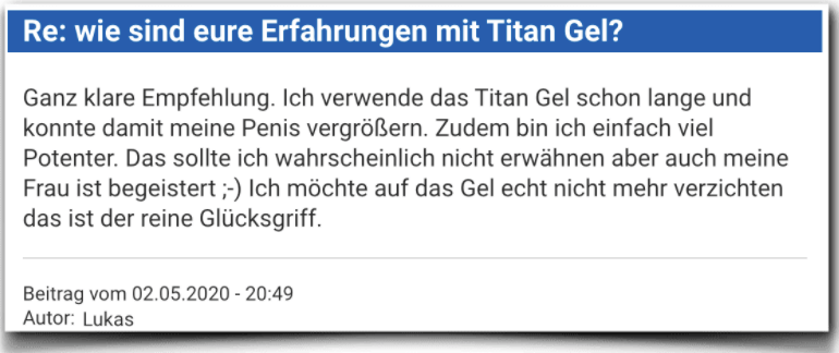 Titan Gel Bewertung Kritik Erfahrungsbericht Titan Gel