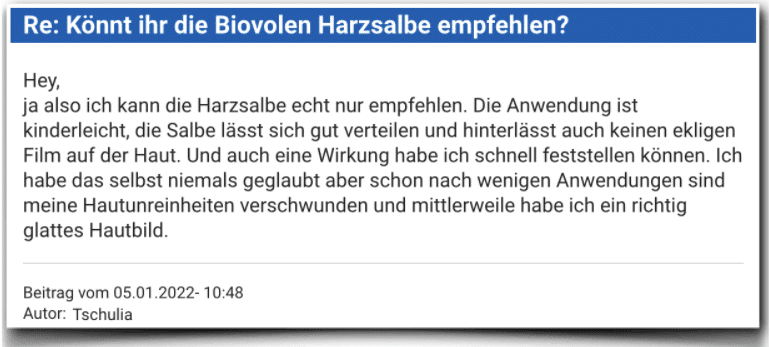 Biovolen Harzsalbe Erfahrung Erfahrungen Erfahrungsbericht